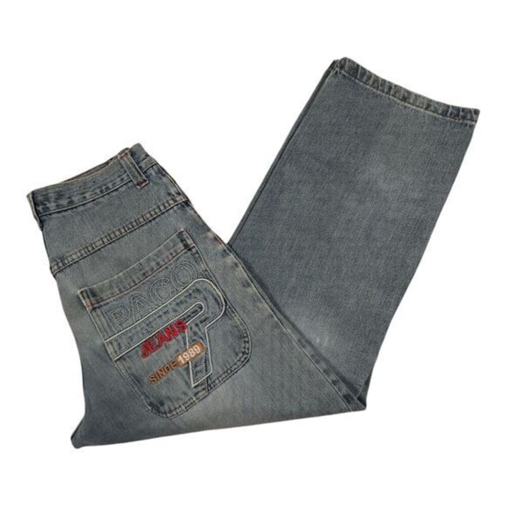 Vintage Paco Jeans Baggy Wide Leg Denim Blue Distressed Mens‎ 30x28